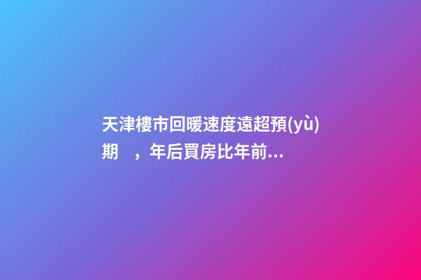 天津樓市回暖速度遠超預(yù)期，年后買房比年前多花十幾萬！